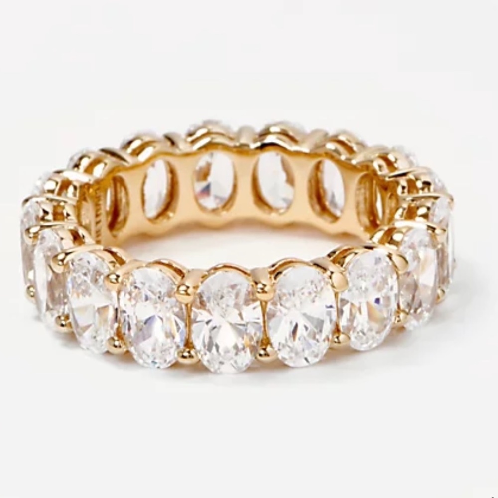 Diamonique 14kt clad Oval Cut Eternity Band Ring,